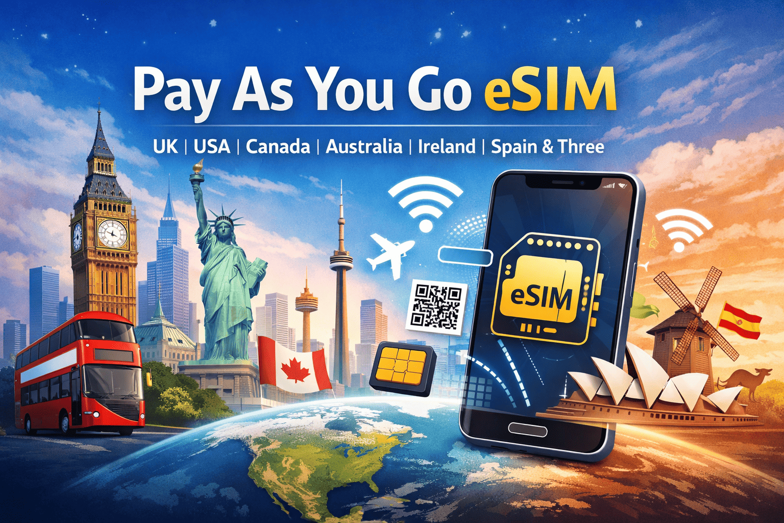Pay As You Go eSIM | UK, USA, Canada, Australia & Europe Guide